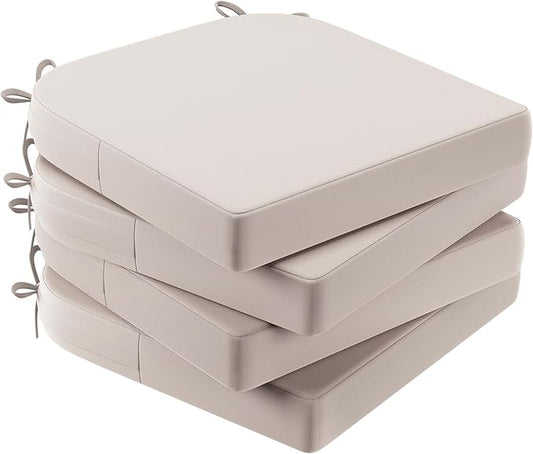 AAAAAcessories Outdoor Seat Cushions for Chairs, Waterproof, Fade-Resistant Patio Furniture Replacement Cushions, 17" x 16" x 2", Set of 4, Khaki Beige-VerdiqueGarden