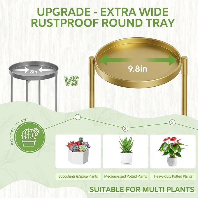 iDavosic.ly 7 Tier Large Plant Stand Indoor, 10 Inch Wide Tall Corner Metal Plant Stands Outdoor for Multiple Plants, Folding Tiered Flower Display Holder Rack Shelf, Gold-VerdiqueGarden