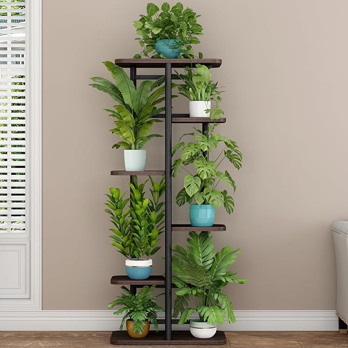 LINZINAR Plant Stand 6 Tier 7 Potted Indoor Plant Shelf Multiple Stands for Garden Corner Balcony Living Room-VerdiqueGarden