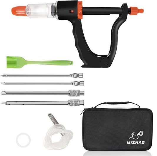 Premium Marinade Injector Syringe – Adjustable Flow (5ml/10ml/15ml), 4 Stainless Steel Needles, Meat Injector for Turkey, BBQ, Chicken, Beef, Pork, Brisket, Smoking & Holiday Cooking-VerdiqueGarden