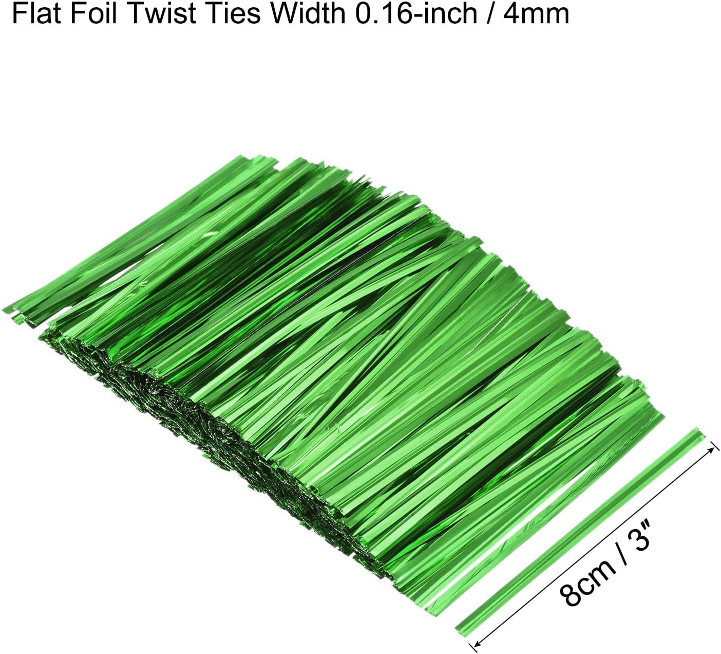 MECCANIXITY Foil Twist Ties 3" 8cm Metallic Plastic Closure Tie for Tying Bread, Candy, Cookies, Gift Bags Arts Crafts Ties Green Pack of 750-VerdiqueGarden