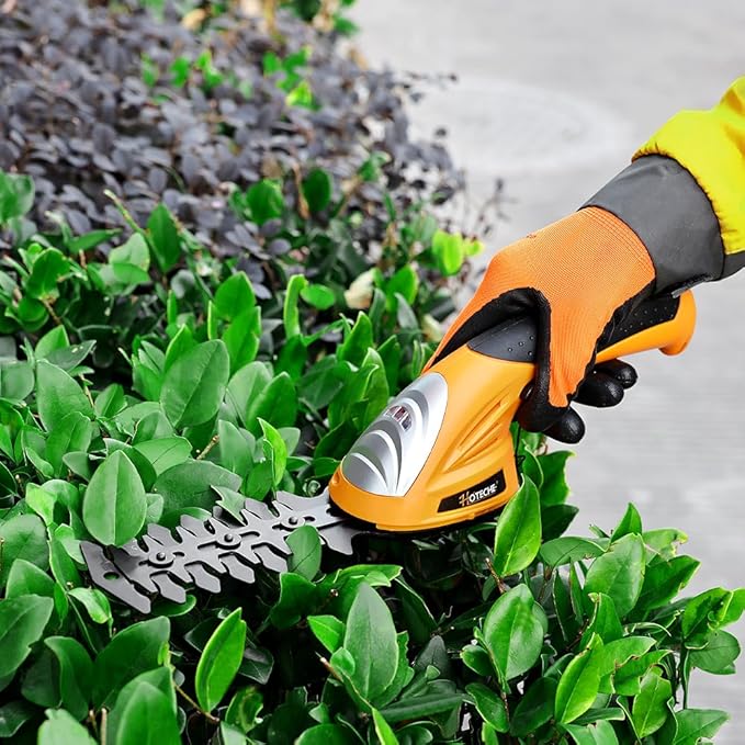 Hoteche Cordless Grass Shear & Hedge Trimmer 2-in-1 Handheld 7.2V Rechargeable Electric Shrub Clippers-VerdiqueGarden