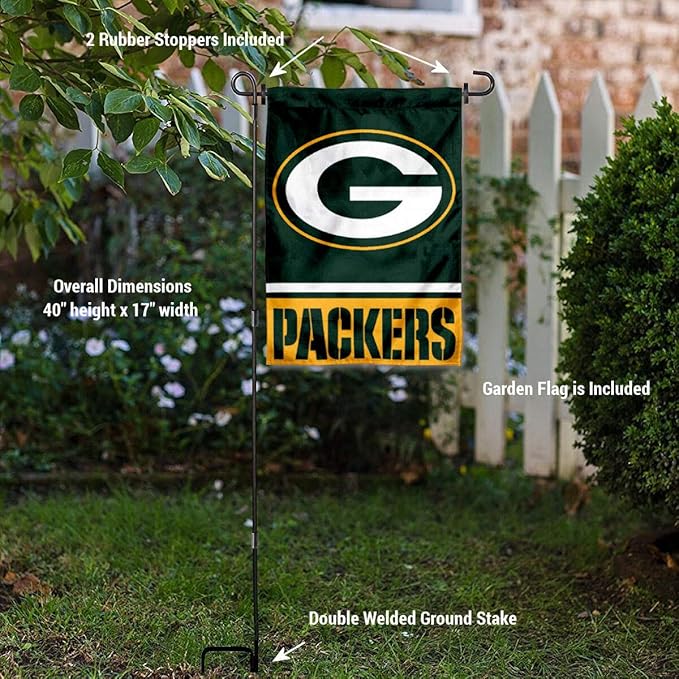 WinCraft Green Bay Packers Garden Flag with Stand Holder-VerdiqueGarden