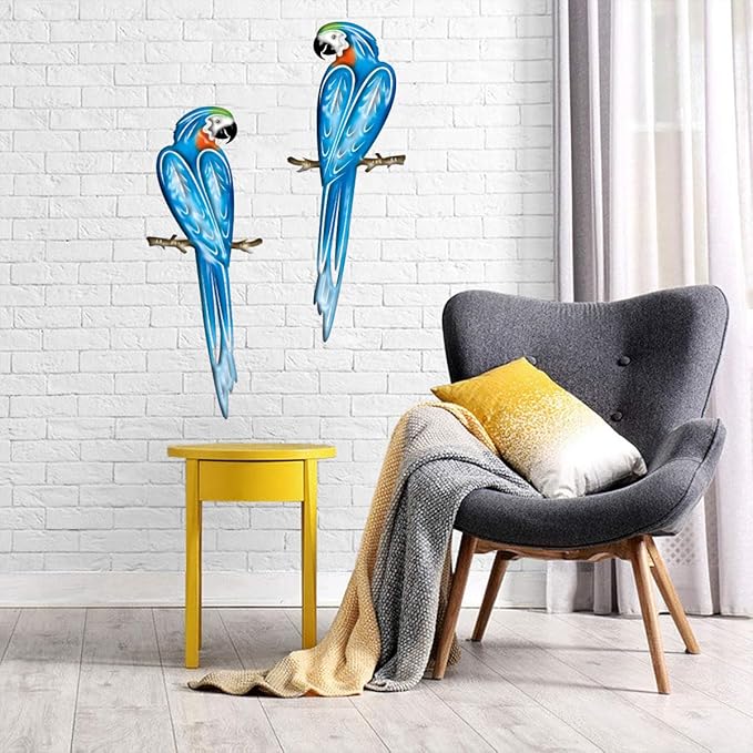 EiGreen Metal Bird Wall Art Decor 3D Outdoor parrot Sculpture, Hanging Decor Metal Wall Decor Suitable for Gardens Fence Patio Living Room Bedroom Yard Decor-VerdiqueGarden