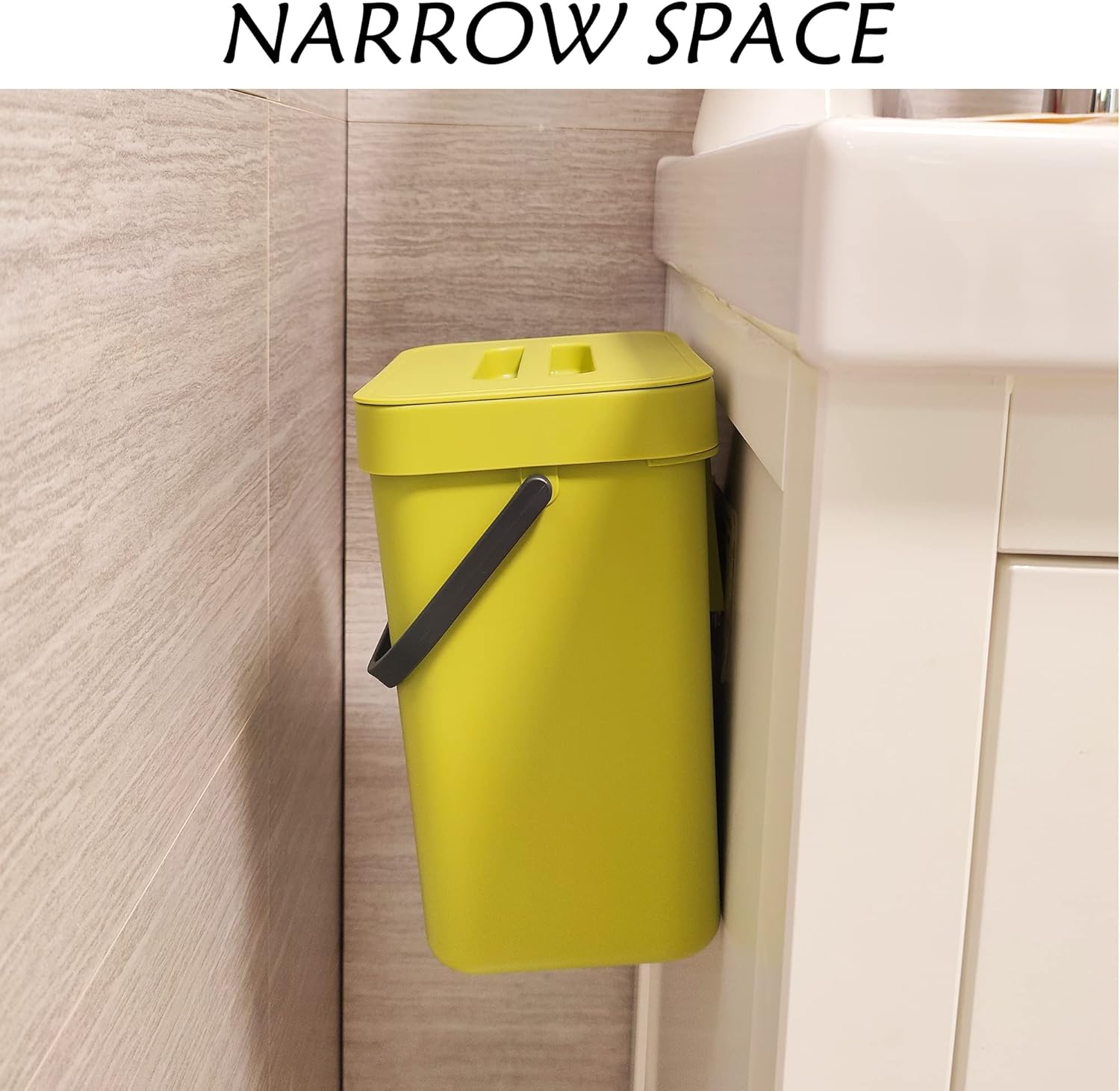 stonespace Small Kitchen Trash Can with Lid, Compost Bin Indoor Kitchen Sealed, Under Sink Trash Can, 5 L/1.3 Gallon Plastic Trash Bin, Green-VerdiqueGarden