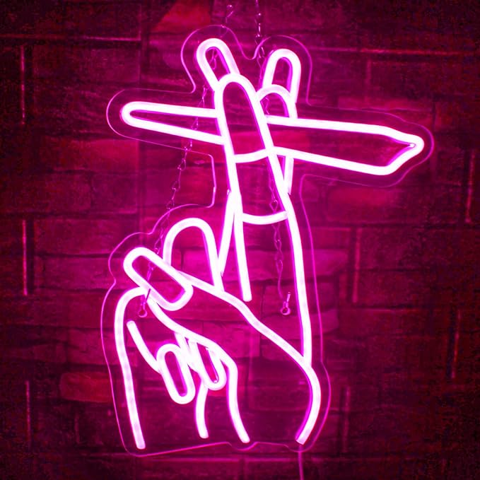 WLHOPE Pink Led Hand Neon Sign for Wall Decor Gesture USB Nail Hand Man Cave Neon Light Sign for Bedroom Home Bar Girls Room Nail Room Salon Party Decor Gift for Women-VerdiqueGarden