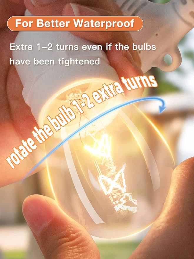 addlon 48 FT Outdoor String Lights Commercial Grade Weatherproof, 18 Edison Vintage Bulbs, 15 Hanging Socketsand 3 Spare Bulbs, ETL Listed Decorative Cafe Patio Lights for Bistro Garden, White-VerdiqueGarden