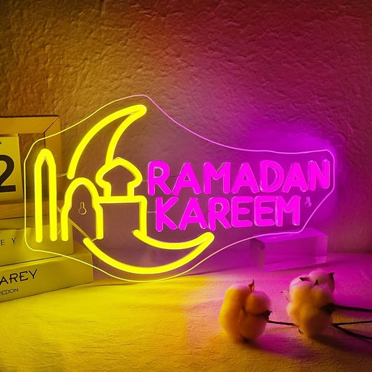 Moon Castle Ramadan Festival Neon Sign Eid Mubarak Neon Lights for Wall Decor Muslim Islamic Led Light Sign for Ramadan Mubarak Ramadan Kareem Sign Islamic Muslim Home Bedroom-VerdiqueGarden