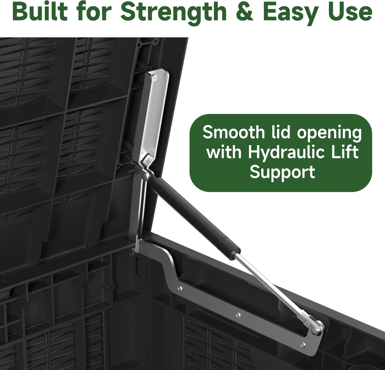 100 Gallon Outdoor Storage Box Waterproof, UV Resistant Resin Deck Box with Hydraulic Rod, Reinforced Stability for Patio, Garden, Rattan Black-VerdiqueGarden