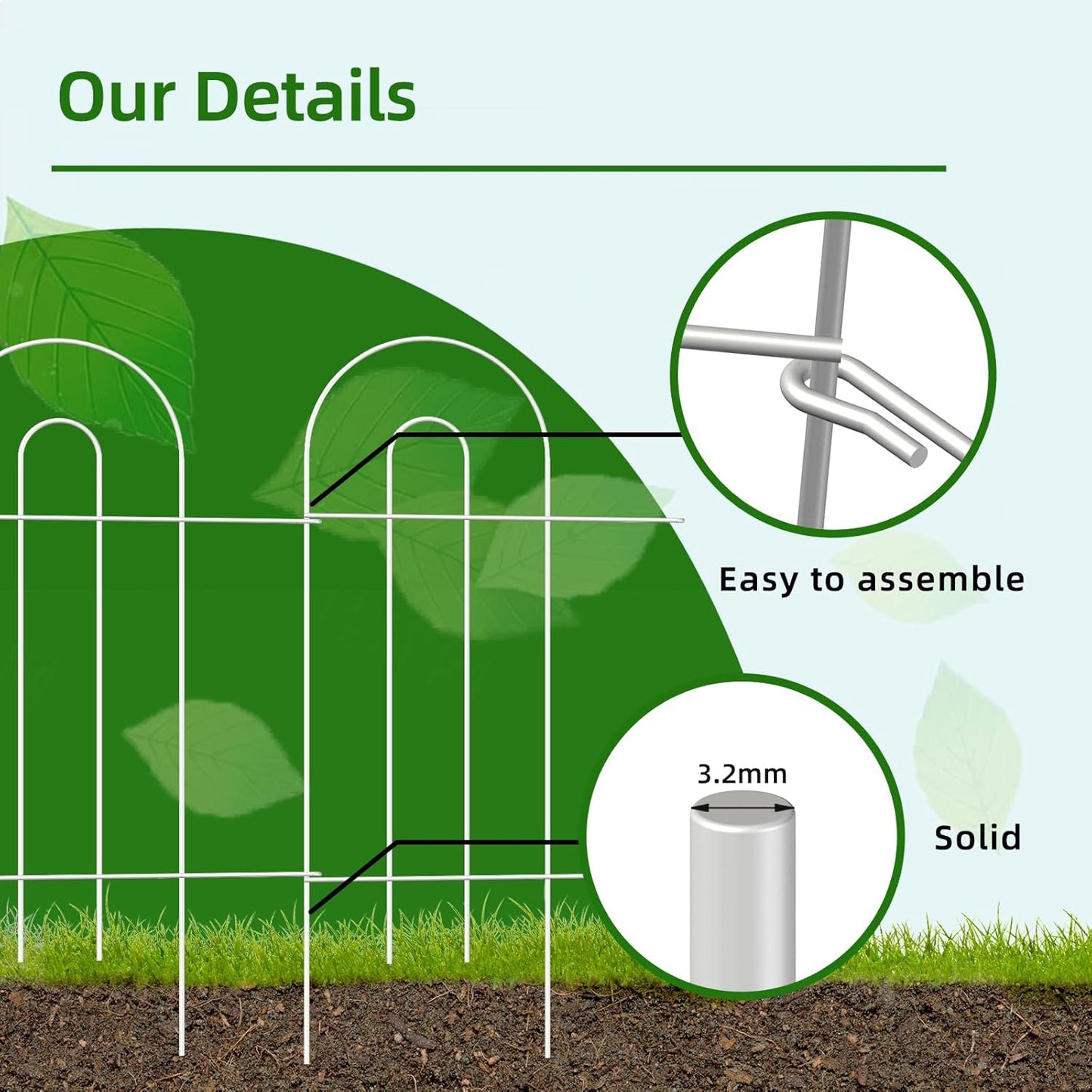 Decorative White Garden Border Fence 32inX20ft Rustproof Landscape Metal Edging Patio Decor Yard Fencing Patio Flower Bed Garden Fencing for Outdoor-VerdiqueGarden