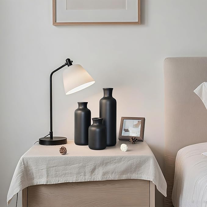 Resin 3 Piece Vase Set, Farmhouse Decor, Home Decorative Vase, Vases for Your Kitchen, Bedroom, Office, Living Room, Bathroom, & Shelf Centerpiece Table Decorations, Black-VerdiqueGarden