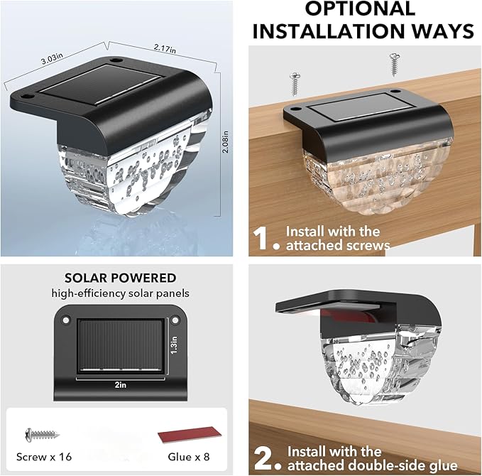 12 Pack Solar Deck Lights Outdoor, Solar Step Lights Waterproof for Outside, Yard, Patio, Garden, Pool, Railing, Stairs, Fence (Color Changing)-VerdiqueGarden