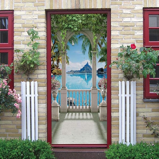 3D Door Stickers Murals - Peel & Stick Landscape - Wallpaper Self-Adhesive Decals - Removable PVC Waterproof Door Poster - Bedroom & Living Room Decoration - 37.4" x 78.7"-VerdiqueGarden