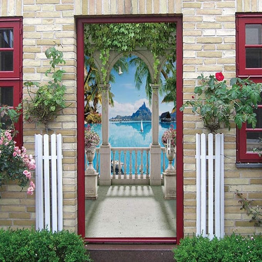 3D Door Stickers Murals - Peel & Stick Landscape - Wallpaper Self-Adhesive Decals - Removable PVC Waterproof Door Poster - Bedroom & Living Room Decoration - 37.4" x 78.7"-VerdiqueGarden