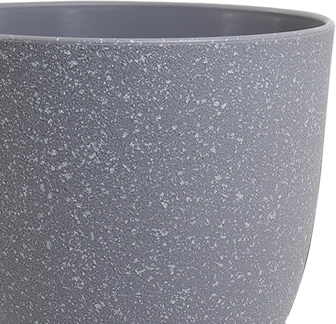 10/9/8 inch Plant Pots, Set of 3 Modern Decorative Plastic Planters with Drainage Holes and Saucers for Garden House Plants, Flower Pots for Indoor Outdoor Plants, Speckled Grey-VerdiqueGarden