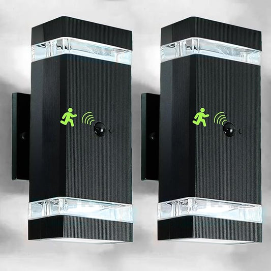 Motion Sensor Outdoor Wall Lights, Dusk to Dawn Exterior Light Fixtures with 3 Modes, Modern Up Down Wall Sconce, Waterproof Aluminum Porch Light for Garage, Patio, Front Door-VerdiqueGarden