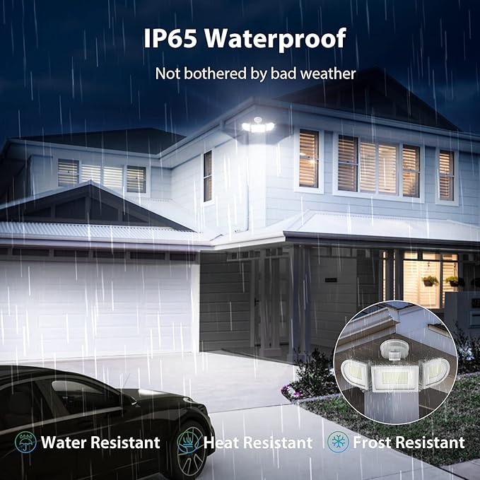 iMaihom 150W Motion Sensor Light Outdoor, 15000LM 6500K LED Security Floodlights, 3 Adjustable Head Motion Detection Light IP65 Waterproof for Yard Garage White 2pack-VerdiqueGarden