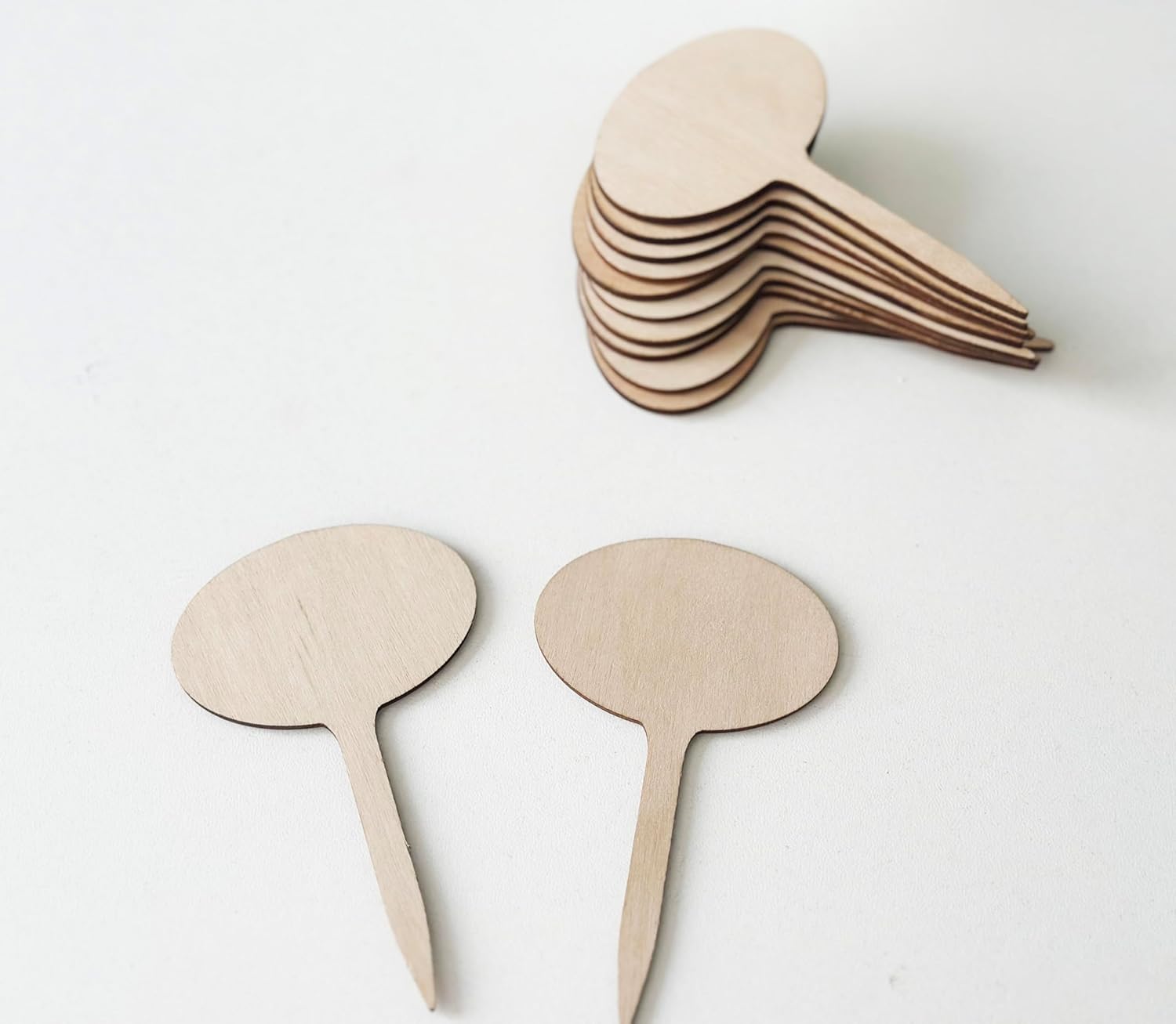 100 Pcs Wood Plant Labels, Natural Wooden Plant Marker Garden Sign Tags, T-Type Garden Markers for Succulents, Herbs, Seedlings, Potted, Flowers, Vegetables (Oval)-VerdiqueGarden