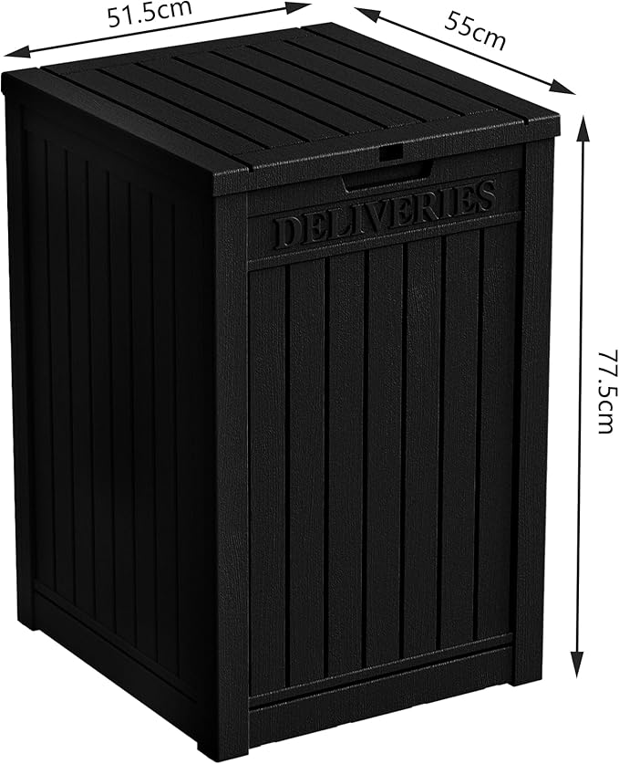 55 Gallon Plus Lockable Resin Deck Box, Waterproof Outdoor Storage Box for Patio Furniture, Garden Tools, Pool Accessories, UV-Resistant Outside Delivery, Black-VerdiqueGarden