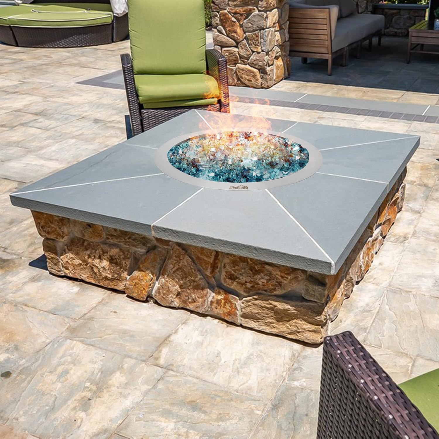 Stanbroil 13-Inch Drop-in Fire Pit Burner Pan, Round Fire Pit Insert for Propane & Natural Gas DIY Fire Table, Stainless Steel Firepit, BTU 88,000 Max-VerdiqueGarden