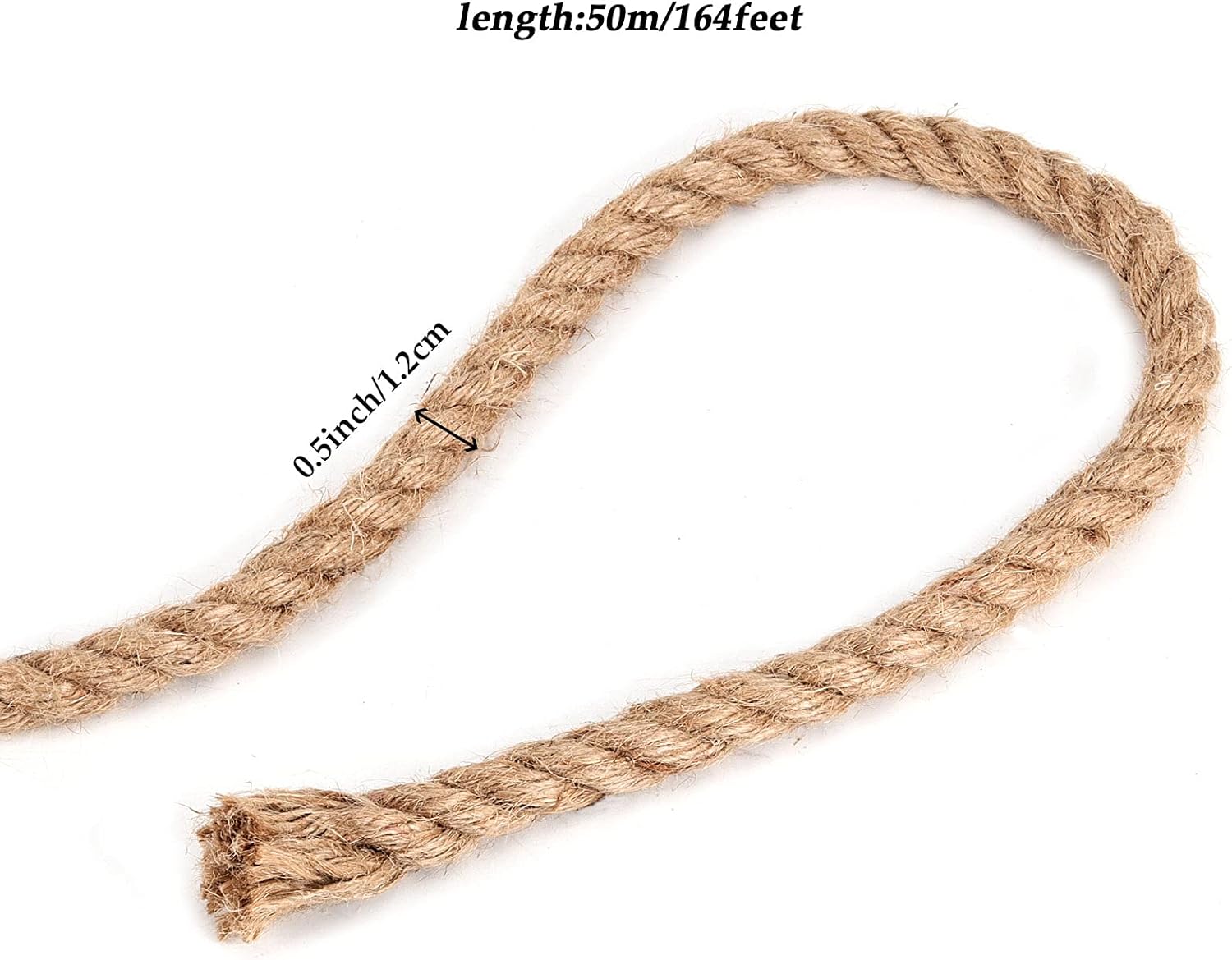 JOIKIT 1/2 Inch 164 Feet Natural Jute Rope, 12mm Thick Twisted Hemp, Jute Twine Manila for Crafts, Gardening, Bundling, Home Decoration-VerdiqueGarden
