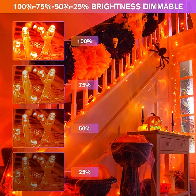 JMEXSUSS 100 LED Orange & Purple Halloween Lights - Plug in, Connectable Color Changing String Lights, 33ft Indoor/Outdoor for Halloween Party Decor & Christmas-VerdiqueGarden