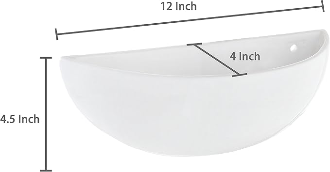 MyGift White Ceramic Wall Planters for Indoor Plants, Half Bowl Hanging Vase, Wall Mounted Succulent Planters, Set of 2-VerdiqueGarden