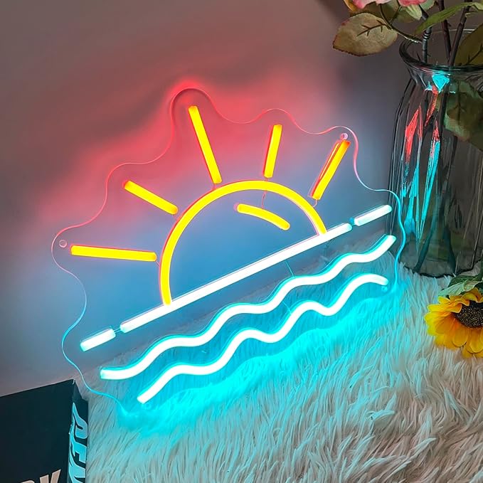 Sunset Sunrise Neon Sign, Neon Signs for Wall Decor Dimmable LED Neon Light Sign for Beach Bedroom Living Room Wedding Bar Party Home Room Decor-VerdiqueGarden