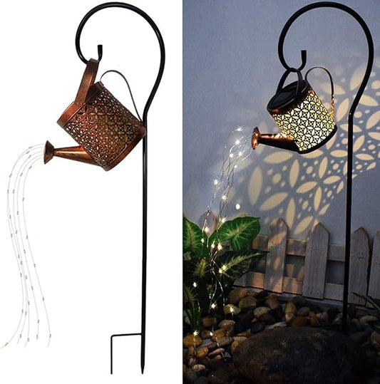 Solar Lanterns Outdoor Waterproof,Metal Watering Can Garden Decor,Hanging Solar Path Lights Yard Art,Outside Patio Decorations Gardening Birthday Gifts for Mom Grandma Women,with Hook,Large-VerdiqueGarden