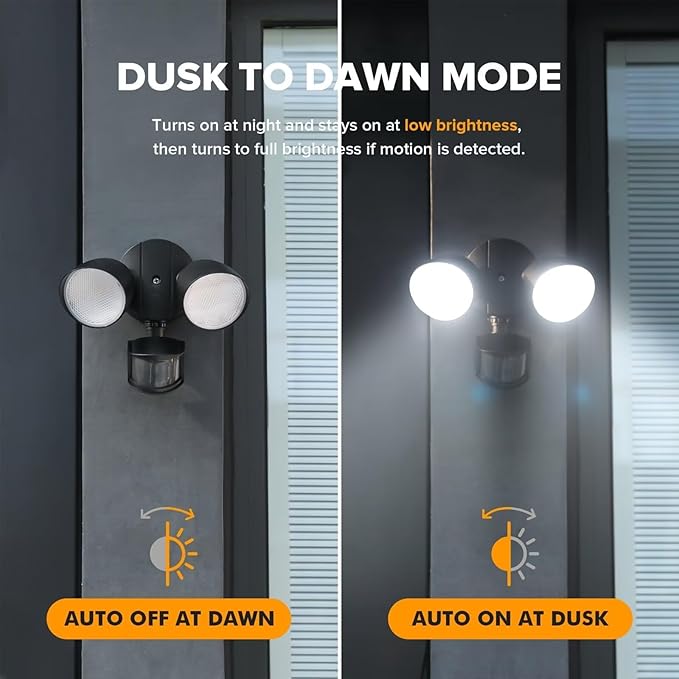 UME 2 Pack 32W 3500 Lumen LED Security Lights Motion Sensor Light Outdoor, 5000K Daylight, IP65 Waterproof, Dusk to Dawn, Motion Detector Flood Light for Garage, Yard, Porch-Black-VerdiqueGarden