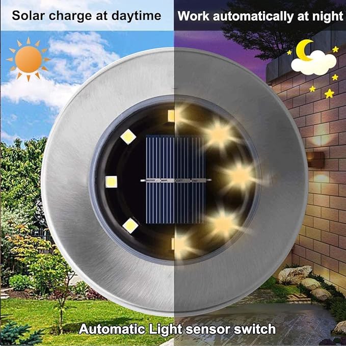 Solar Ground Lights, Waterproof Solar Garden Lights, Upgraded Outdoor Garden Waterproof Bright in-Ground Lights, Landscape Lights for Pathway,Yard,Deck,Lawn,Patio,Walkway (4 Pack Warm Light)-VerdiqueGarden