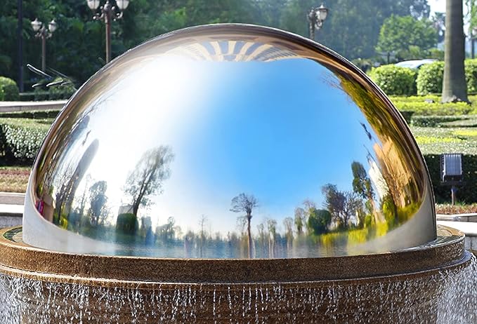Nerien Gazing Ball, Stainless Steel Garden Mirror Globe, Polished Ornament Sphere, Hollow Floating Reflective Hemisphere, for Home Outdoor Pond Housewarming Swimming Pool Decoration, Sliver, 6Pcs Mix-VerdiqueGarden