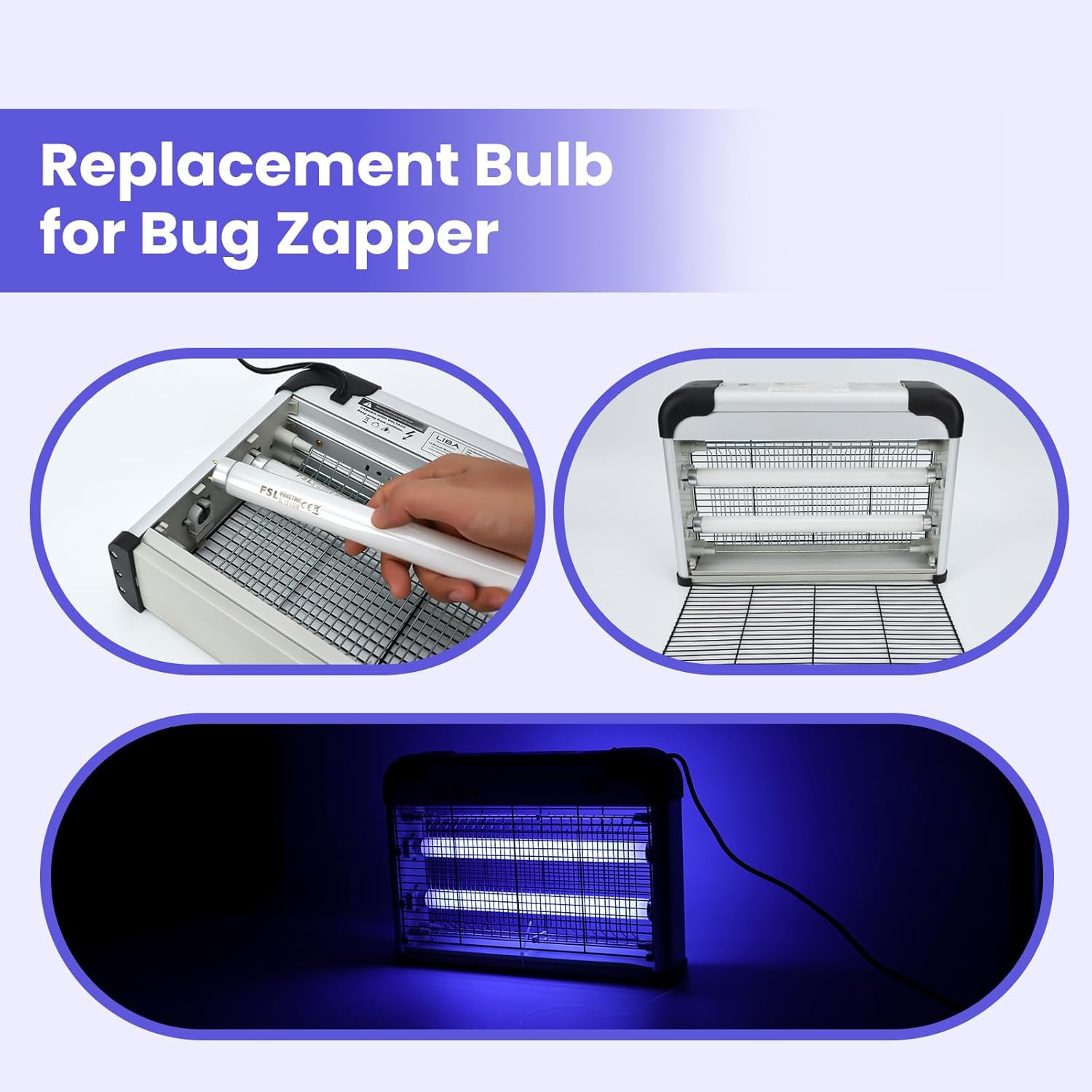 LiBa Bug Zapper Replacement UV Lamp Bulb - 10W Light Tubes, Compatible with 20W Indoor Electronic Mosquito Lamp, Suitable for LiBa Indoor Mosquito Zapper-VerdiqueGarden