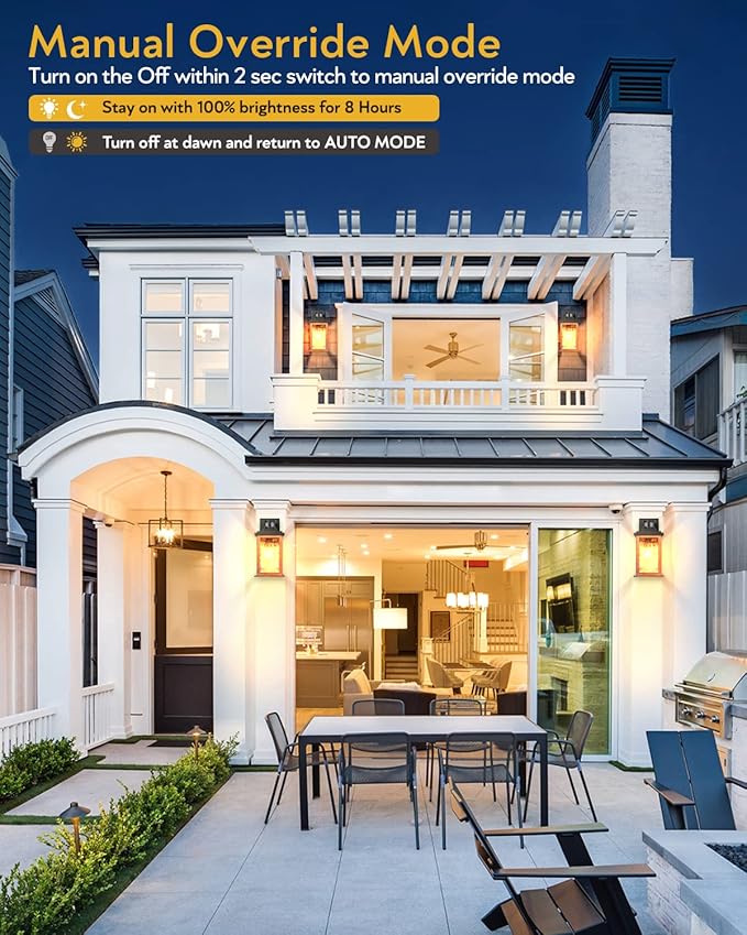 VIANIS Motion Sensor Outdoor Lights, Dusk to Dawn Outdoor Lighting for House, Wood Grain Garage Lights, Lantern Wall Mount, Waterproof Porch Sconce for Entryway, with Anti-Rust, Weather Resistant-VerdiqueGarden