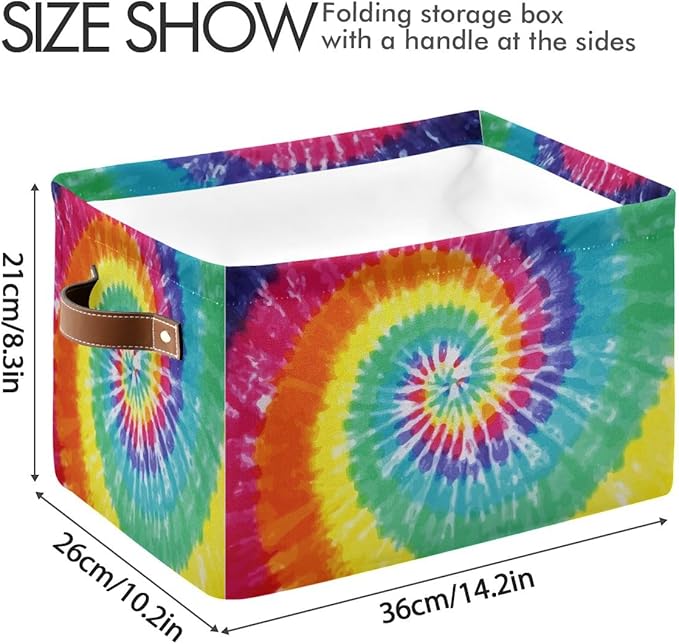 Tie-Dye Rectangular Storage Basket Organizer Bin Shelf Baskets For Clothes Gifts For Home Office Dorm-VerdiqueGarden