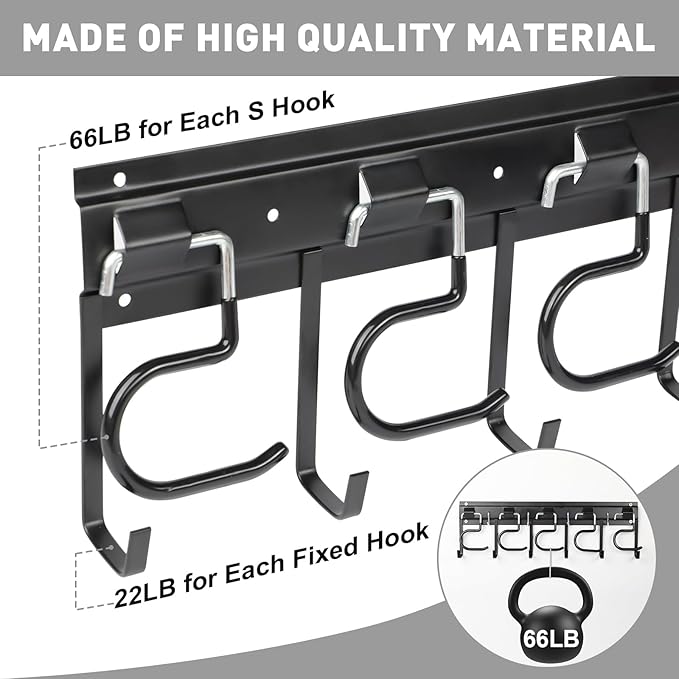 LEYU Metal Garage Tool Organizer Wall Mount, 2 Pack Garden Tool Organizer With Extension Cord Straps, Garage Organization Hooks and Hangers for Shed, Yard Storage, Wall Holder for Hanging Broom Mop-VerdiqueGarden