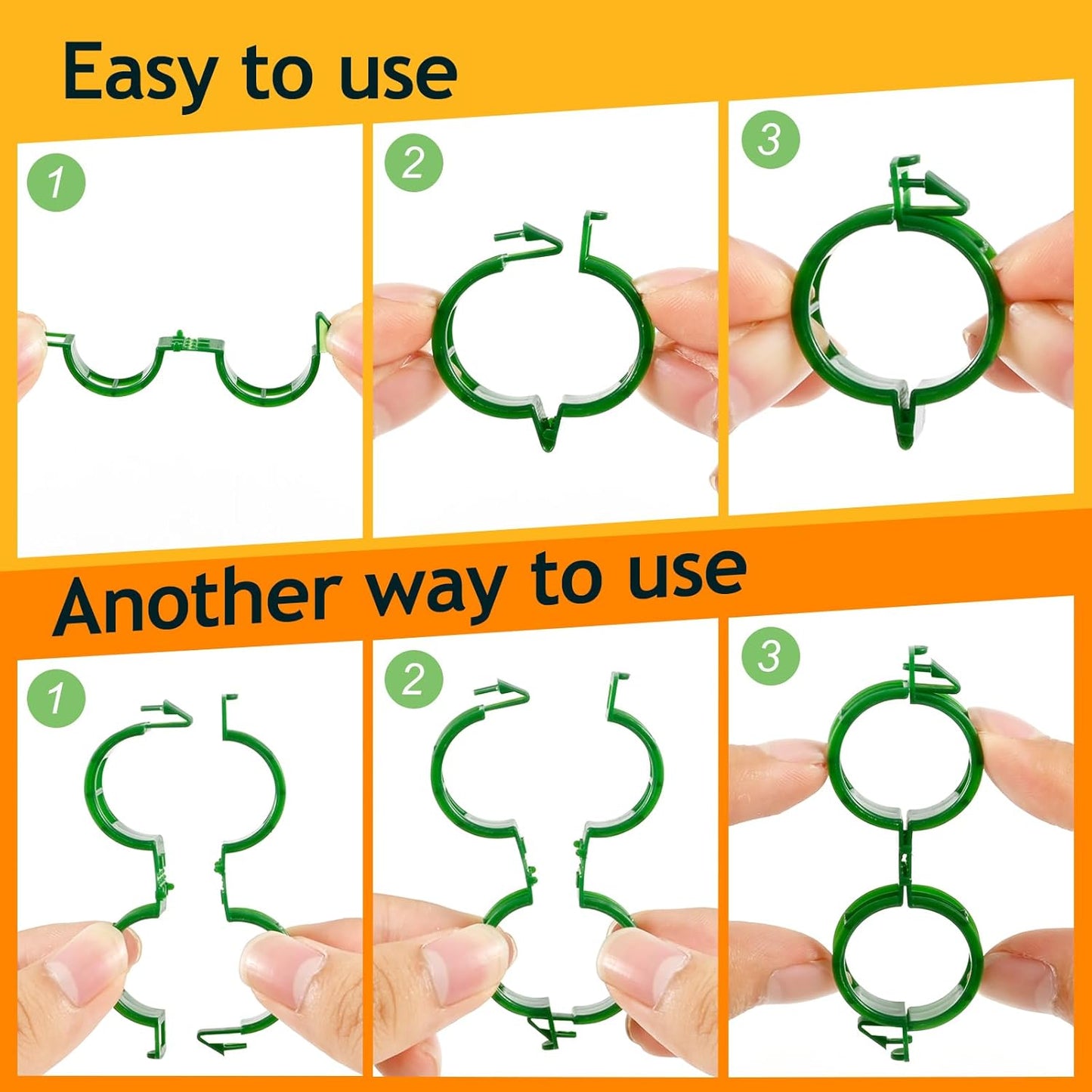 200Pcs Secured Plant Support Clips - Tomato Clips for String Trellis, Grape Vine Grid Clamp for Garden Netting Climbing Plants, Fixing Stem and Vine (Green)-VerdiqueGarden