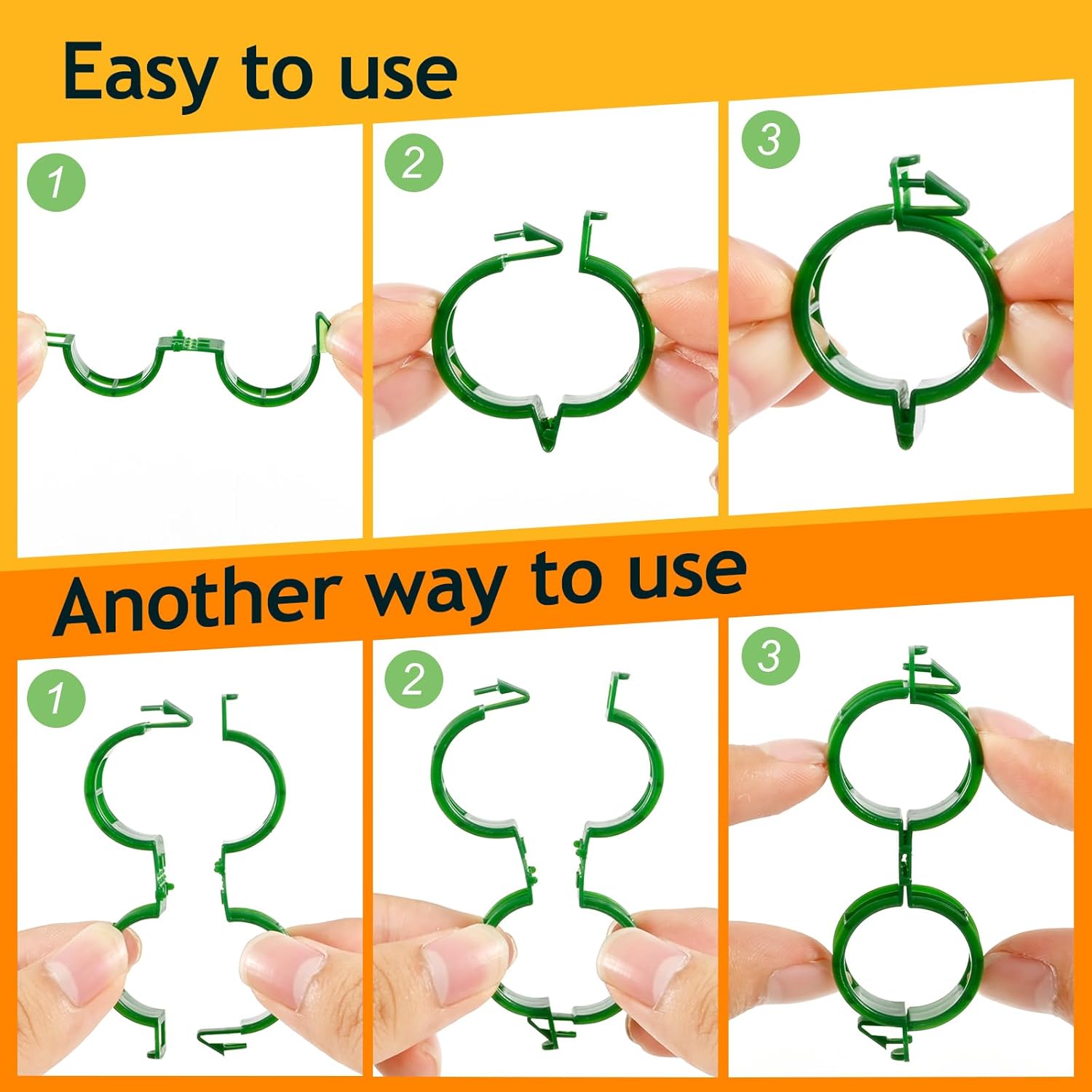 200Pcs Secured Plant Support Clips - Tomato Clips for String Trellis, Grape Vine Grid Clamp for Garden Netting Climbing Plants, Fixing Stem and Vine (Green)-VerdiqueGarden