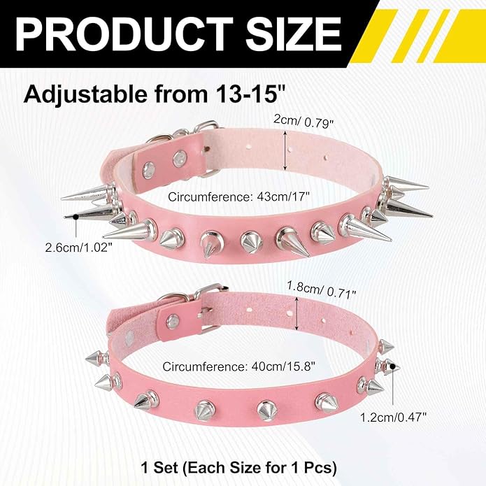 MECCANIXITY Spiked Chokers, Metal Spike Studded Link Leather Collar Chokers Necklace with Spikes Gothic Jewelry Accessories