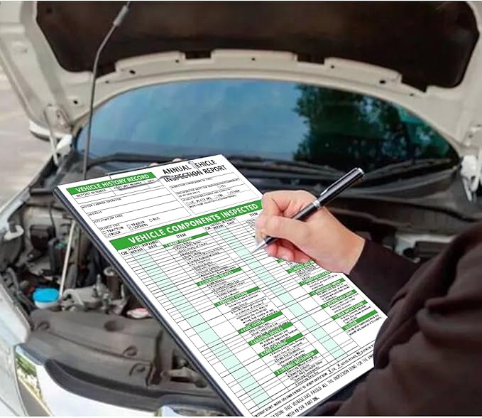 Annual Vehicle Inspection Report Form Dot Annual Inspection Forms and Stickers, 25-pk 3-Ply Carbonless Adhesive Vinyl Label 2-Ply, Driver Vehicle Inspection Report Book for Truck Drivers-VerdiqueGarden