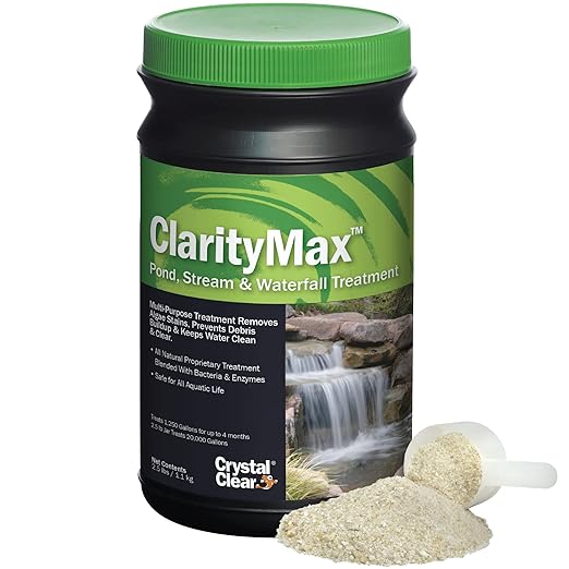 CrystalClear ClarityMax, All-in-One Pond Clarifier Treatment, All-Natural Beneficial Bacteria & Enzymes Provide Max Clarity, Koi Fish & Pet Safe, Algae Stain Remover, Crystal Clear Water Garden 2.5LB-VerdiqueGarden
