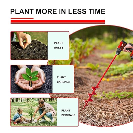 Garden Auger Drill Bit for Planting-1.6x16'' & 3.54x15.7,Ground Earth Spiral Drill Bit for 3/8" Hex Drive Drill, Yard Auger Drill for Bulbs Planting, Hole Digger Flowers,Umbrella Holes,Bedding Digging-VerdiqueGarden