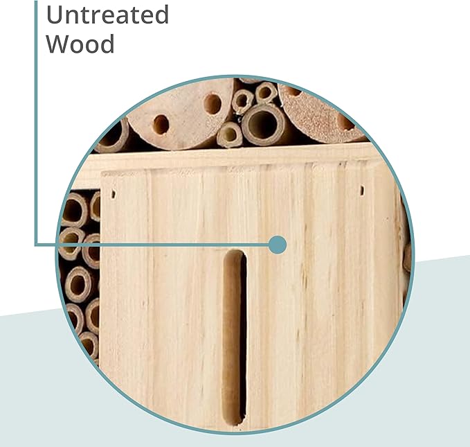 I Large Insect Hotel with bark roof Natural, Weatherproof, Insect House Made of Natural Wood for Bees, Ladybugs, lacewings, Butterflies, bee Hotel, Nesting aid for Hanging-VerdiqueGarden