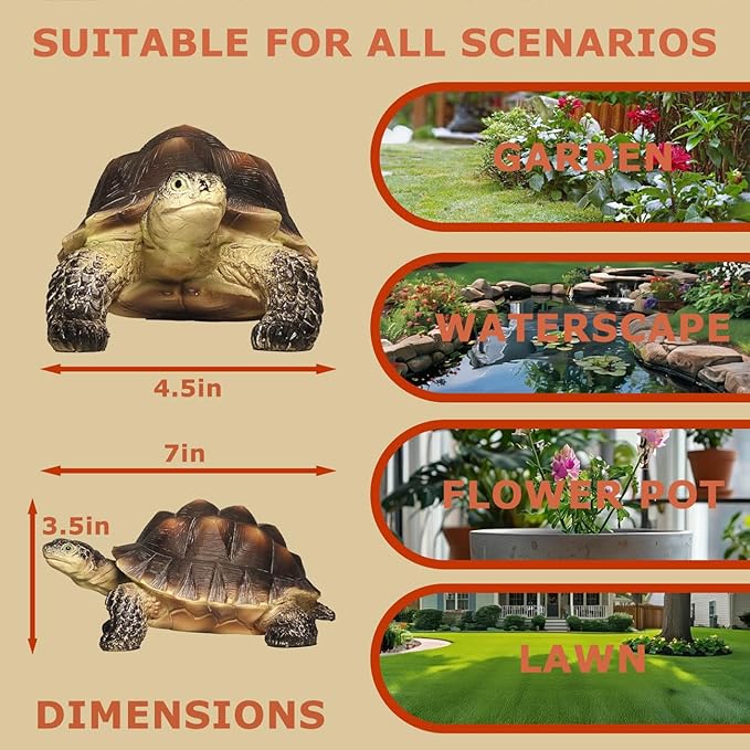 Sunthus Turtle Tortoise Sculptures Garden Statues Yard Art Resin Decorations Outdoor Garden Décor-VerdiqueGarden