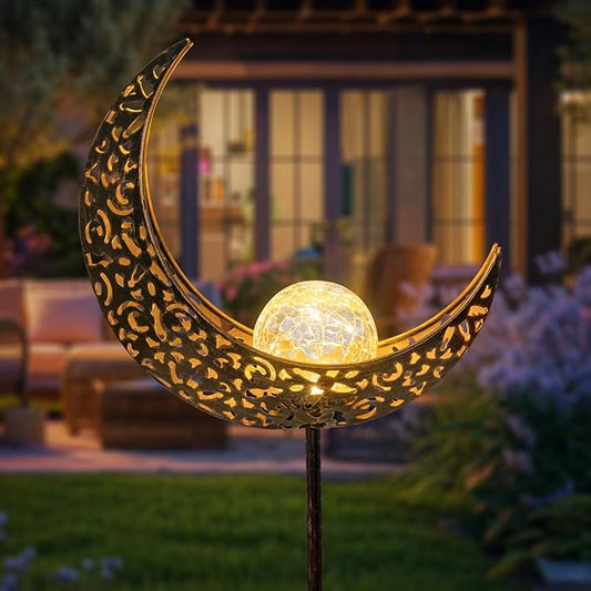 HOMEIMPRO Moon Solar Lights Outdoor Garden Decor Gifts for Women,Waterproof Stakes Yard Decorations for Lawn, Patio Accessories, Backyard Ornaments Birthday,Mothers Day Gifts Mom Grandma (Bronze)-VerdiqueGarden
