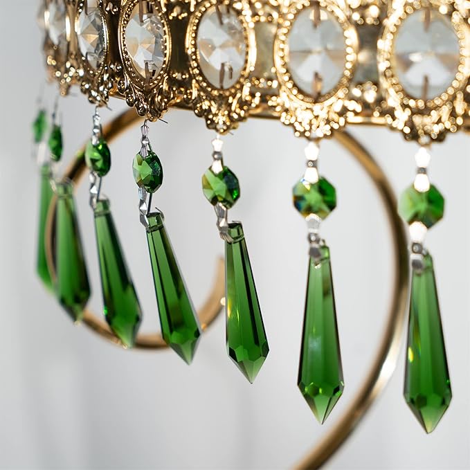 HDCRYSTALGIFTS 25pcs 55mm Green Crystal Icicle Pendant Chandelier Prisms Drops Lamp Candle Holders Curtain DIY Parts-VerdiqueGarden