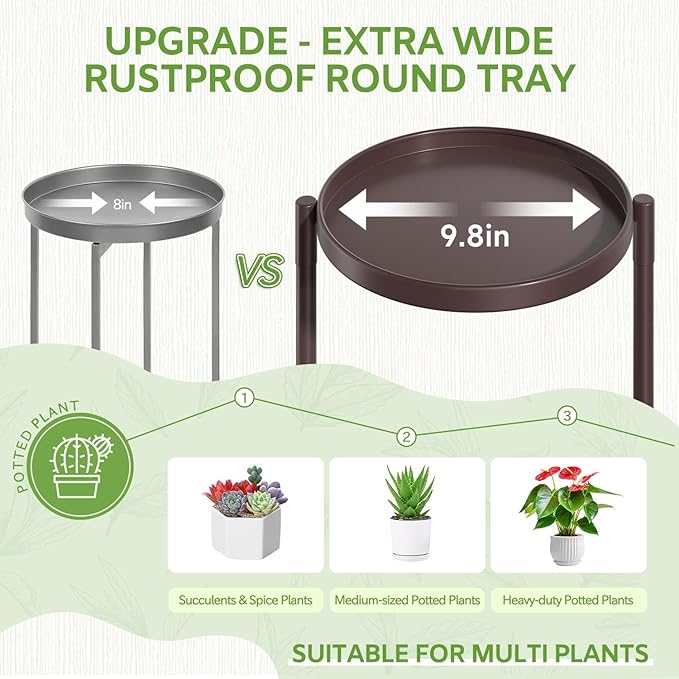 iDavosic.ly 5 Tier Large Plant Stand Indoor, 10 Inch Wide Tall Corner Metal Plant Stands Outdoor for Multiple Plants, Folding Tiered Flower Display Holder Rack Shelf, Violet Bronze-VerdiqueGarden