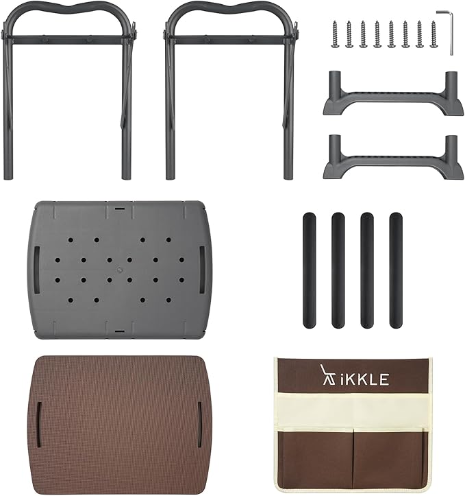 ikkle Garden Kneeler and Seat Gardening Stool Kneeler Folding Gardening Bench with Thicker Detachable Kneeling Pad and Tool Store Pouches (Brown)-VerdiqueGarden