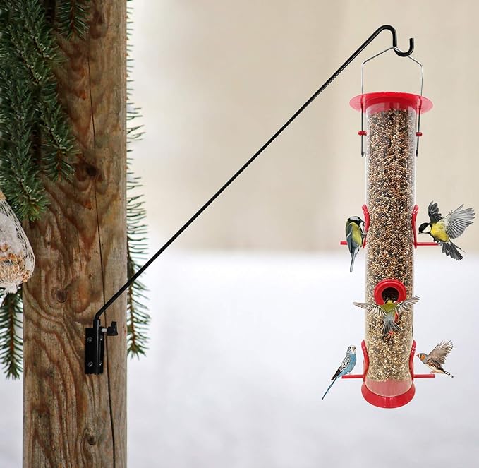 ERYTLLY Extended Reach Deck Hook Wall Pole Wall Mounted, Extensible and Adjustable 28 inch to 43 inch Bracket for Hanging Bird Feeder,Plants,Wind Chimes,Lanterns-VerdiqueGarden