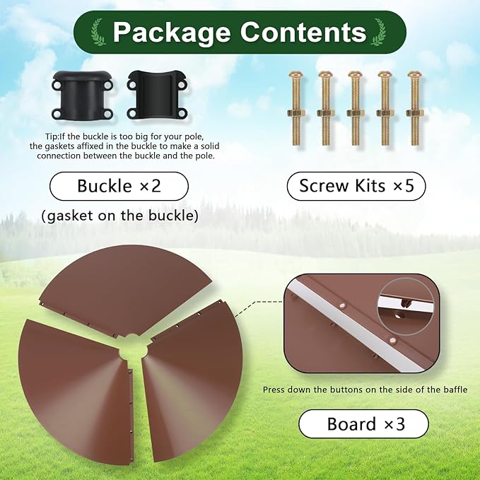 Gtongoko 19 Inch Squirrel Baffle for Bird Feeder Pole Squirrel Guards for Shepherds Hook Stopper for Bird Feeders Brown 1 Pack-VerdiqueGarden